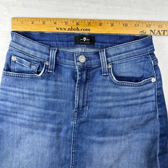 7 For All Mankind Womens Blue Denim Stretch Mini Skirt 26 Casual Wear Y2K Style - Picture 5 of 9